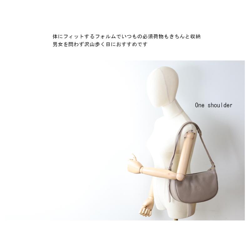 IL BISONTE グレー レザー バッグ IL BISONTE イルビゾンテ バッグ 三日月2WAYレザーショルダー