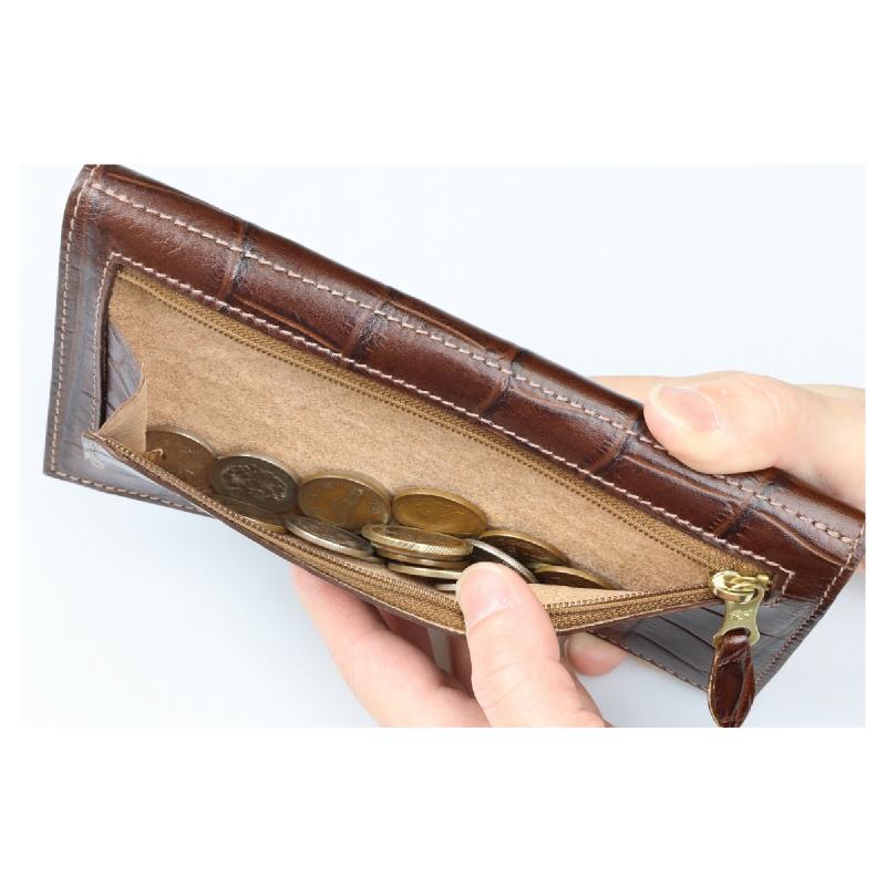【美品！】イルビゾンテ ロングウォレット 長財布 ヤキヌメ シボ革 ファスナー IL BISONTE（イルビゾンテ） 長財布 三つ折り キャメル ヤキヌメ