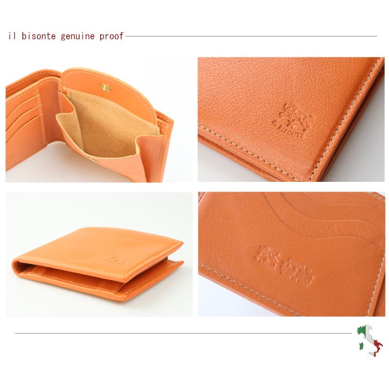 【新品未使用】イルビゾンテ 二つ折り財布 ネオンオレンジ 2DTQ IL BISONTE（イルビゾンテ） 財布 IL BISONTE 2つ折ウォレットType-B