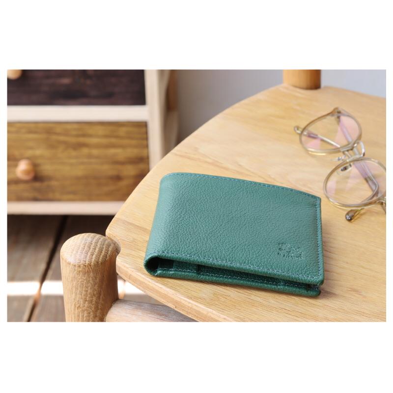 未使用IL BISONTE イルビゾンテ　レザー二つ折り財布　グレー　袋付き IL BISONTE イルビゾンテ 財布 2つ折ウォレットType-B（仕切り