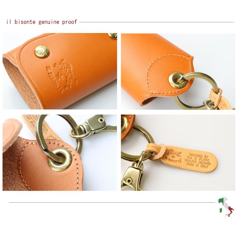 【未使用品】イルビゾンテ キーケース キャメル 本革 袋ギャランティ付 IL BISONTE（イルビゾンテ） キーケース スマートキーキーケース 54_1_