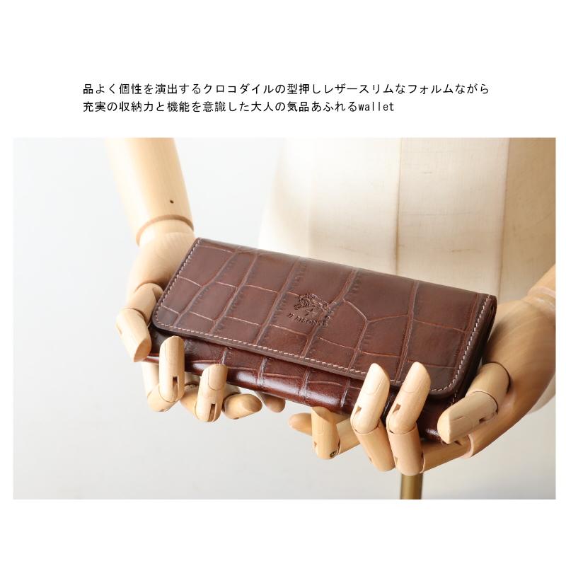 イルビゾンテ 財布 IL BISONTE 3つ折り ロングウォレット(クロコ型押し) 長財布  54_1_ 5432411140 メンズ レディース ( 商品番号 IB-34-11140 )の画像