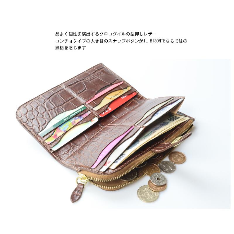 IL BISONTE イルビゾンテ 財布 ロングウォレット(クロコ型押し IL BISONTE イルビゾンテ 財布 ロングウォレット(クロコ型押し