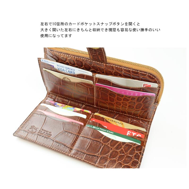 IL BISONTE イルビゾンテ 財布 ロングウォレット(クロコ型押し IL BISONTE イルビゾンテ 財布 ロングウォレット(クロコ型押し