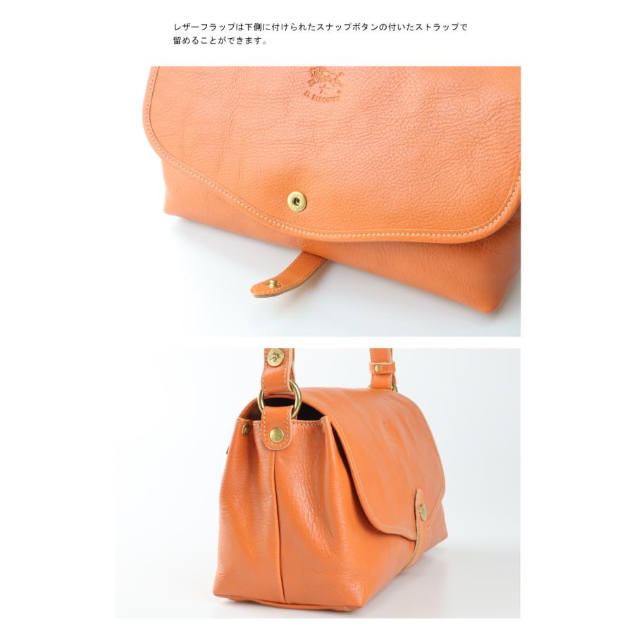 新品未使用　イルビゾンテ　朱色レザーショルダーバッグ IL BISONTE（イルビゾンテ） バッグ IL BISONTE 2WAY フラップ