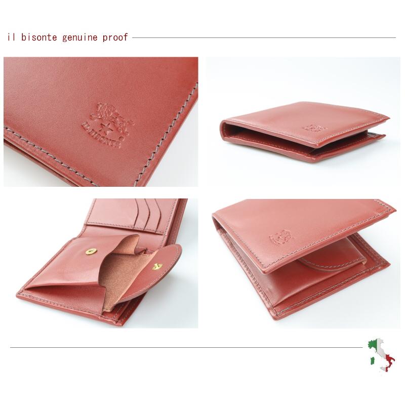 新品未使用/IL BISONTE 二つ折り財布 レンガ 保存袋付き IL BISONTE（イルビゾンテ） 財布 IL BISONTE 2つ折スクエアウォレット