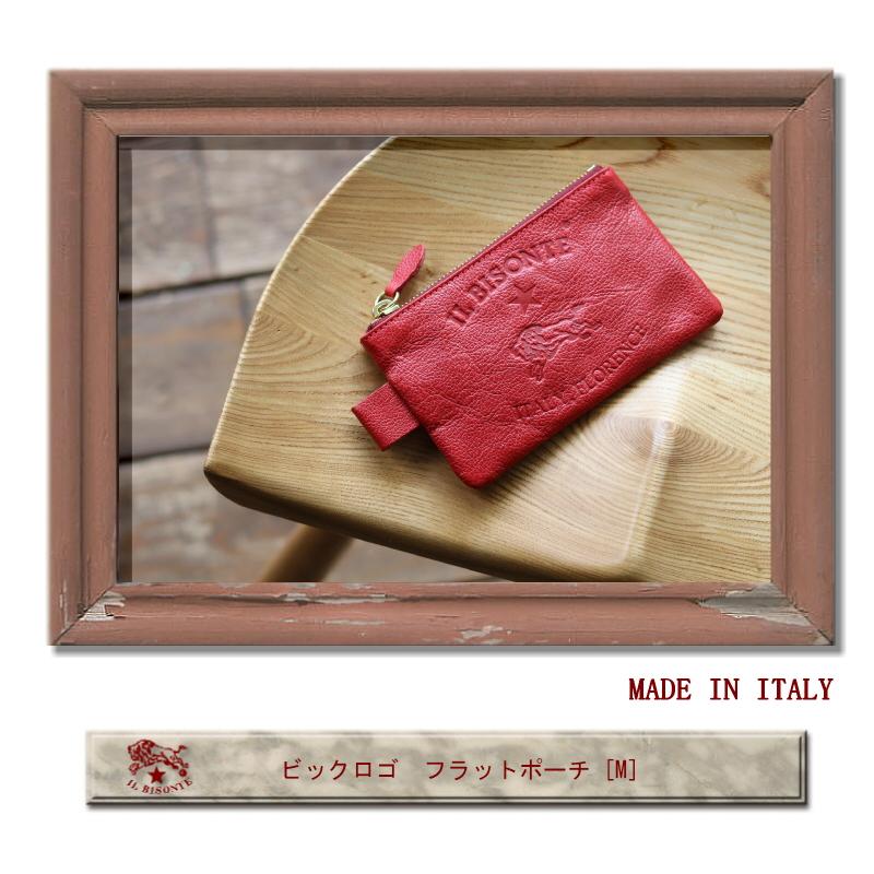 IL BISONTE（イルビゾンテ） ポーチ ビッグロゴ フラットポーチ（ M