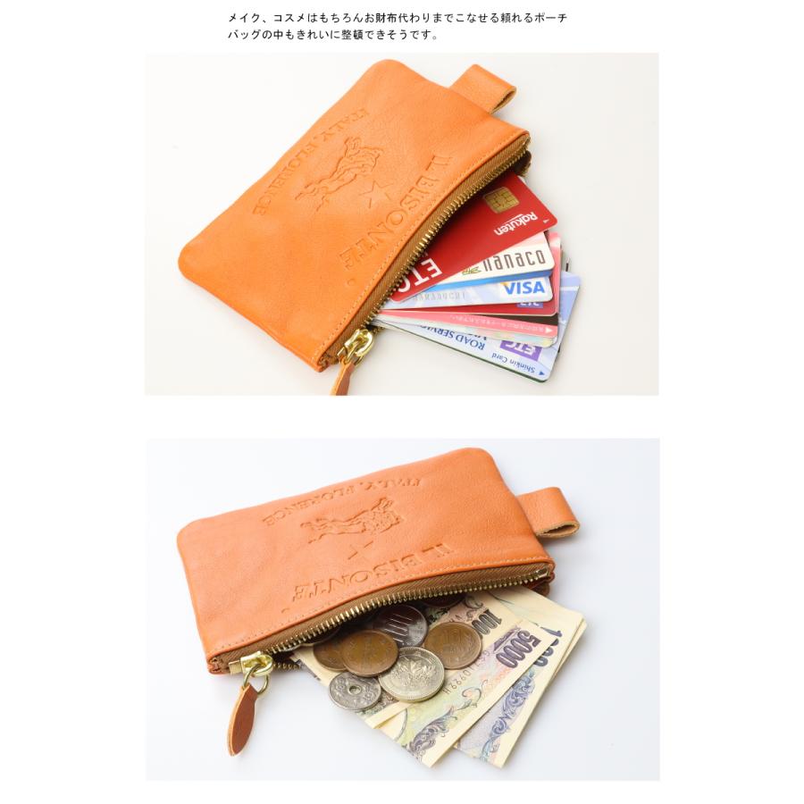 IL BISONTE（イルビゾンテ） ポーチ ビッグロゴ フラットポーチ（ M