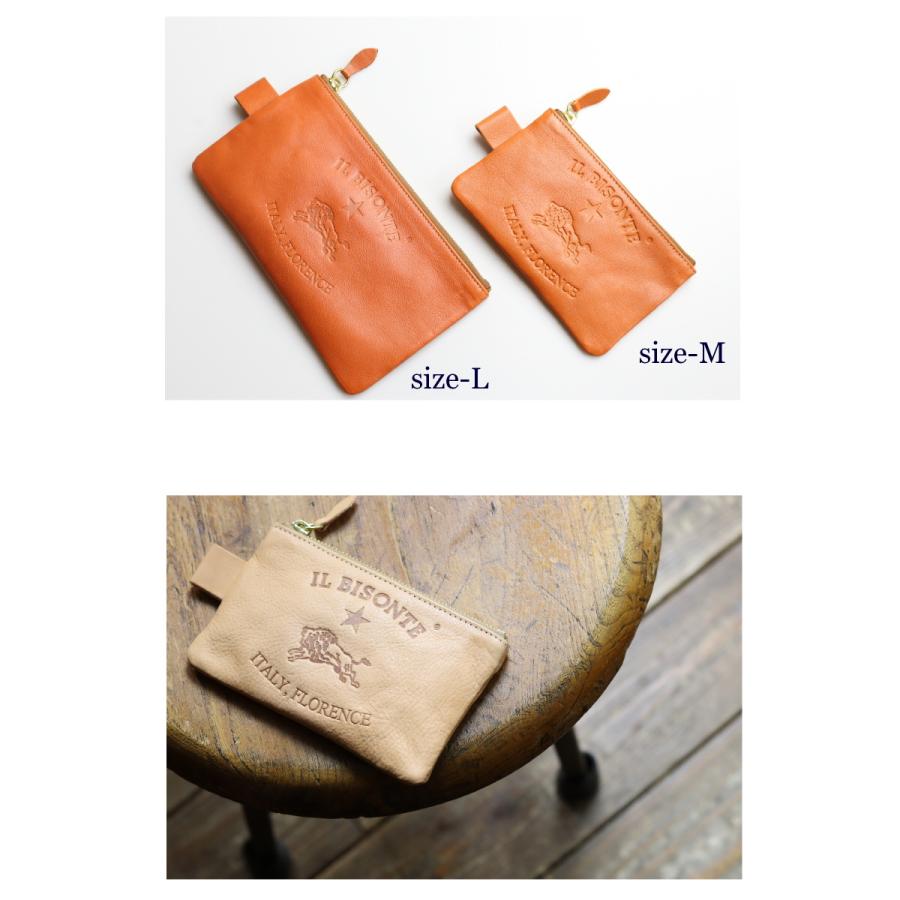 IL BISONTE（イルビゾンテ） ポーチ ビッグロゴ フラットポーチ（ M
