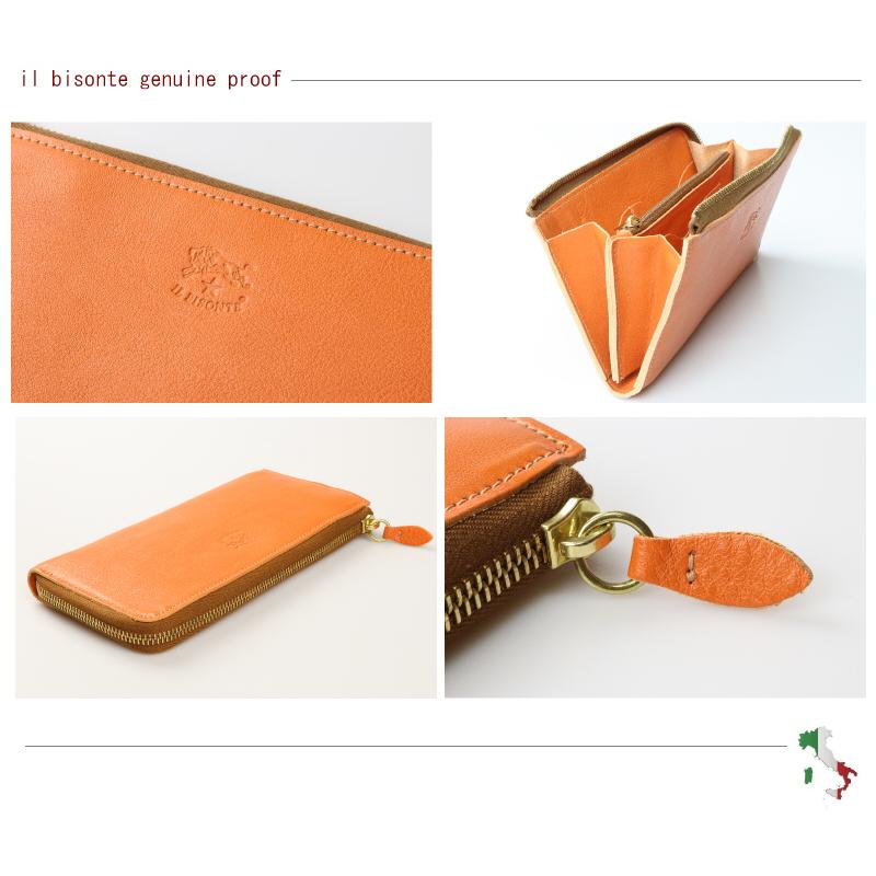 長財布　イルビゾンテ　IL BISONTE レザー　 オレンジ イルビゾンテ 長財布 財布 メンズ 二つ折り キャラメルオレンジ SCW011