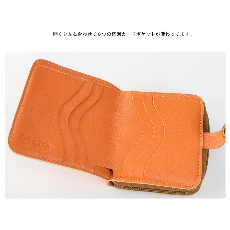 美品✨ イルビゾンテ 2つ折り財布 コンパクトウォレット ジップ ベージュ IL BISONTE（イルビゾンテ） 財布 IL BISONTE 2つ折ラウンドジップ