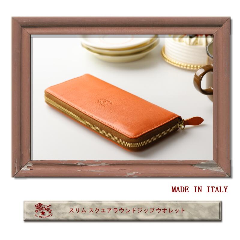 IL BISONTE（イルビゾンテ） 財布 スリムスクエアラウンドジップ