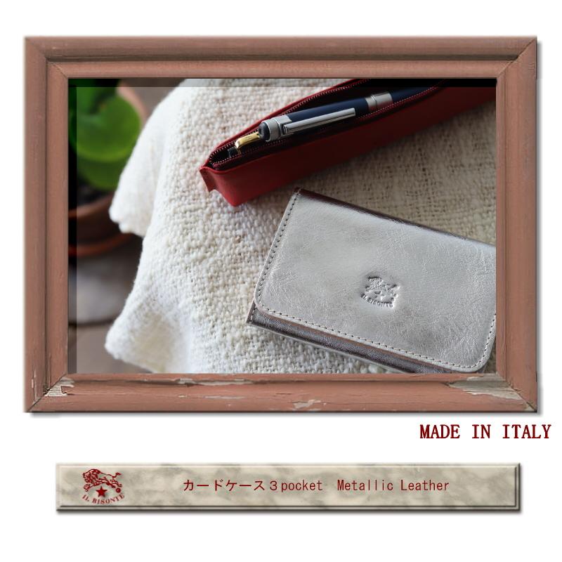 IL BISONTE（イルビゾンテ） カードケース3pocket ( Metallic leather
