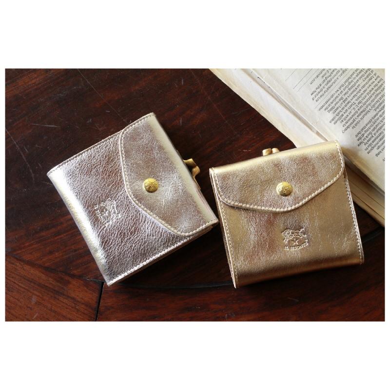 IL BISONTE イルビゾンテ メタリック がま口二つ折り財布 ゴールド IL BISONTE（イルビゾンテ） 財布 IL BISONTE 2つ折りガマ口ウォレット