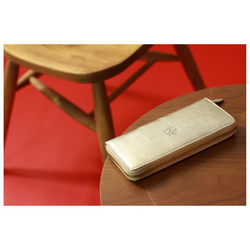 イルビゾンテ 財布 IL BISONTE スクエアラウンドジップ ロングウォレット( Metallic Leather ) メタリックレザー 54_1_ 54192306140   ( 商品番号 IB-19-06140 )の画像