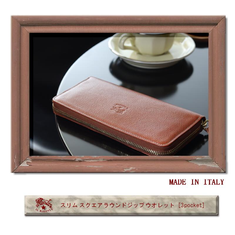 IL BISONTE（イルビゾンテ） 財布 スリムスクエアラウンドジップ