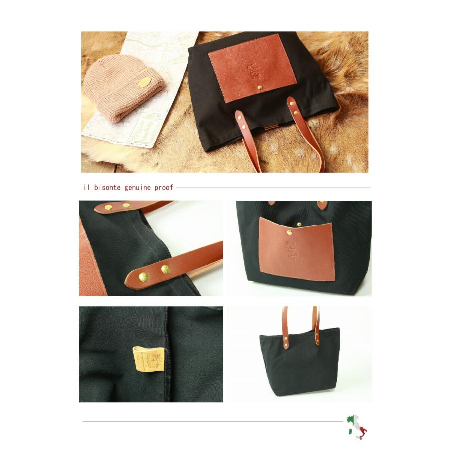 IL BISONTE イルビゾンテ バッグ レザーポケット付き キャンバス IL BISONTE イルビゾンテ バッグ レザーポケット付き キャンバス