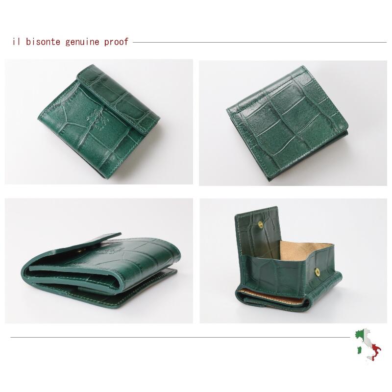 IL BISONTE（イルビゾンテ） 財布 クロコ型押しスクエアウォレット 二