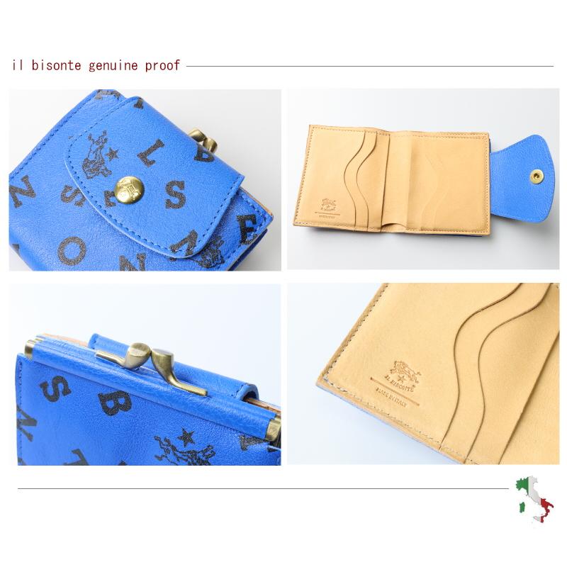 IL BISONTE（イルビゾンテ） 財布 ロゴプリント 2つ折りがま口フラップ