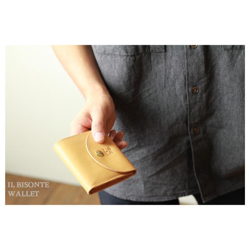【新品未使用 】イルビゾンテ 二つ折り財布 限定 ラウンド本革牛革　付属品付き IL BISONTE イルビゾンテ 財布 BISONTE ラウンドフラップ 二
