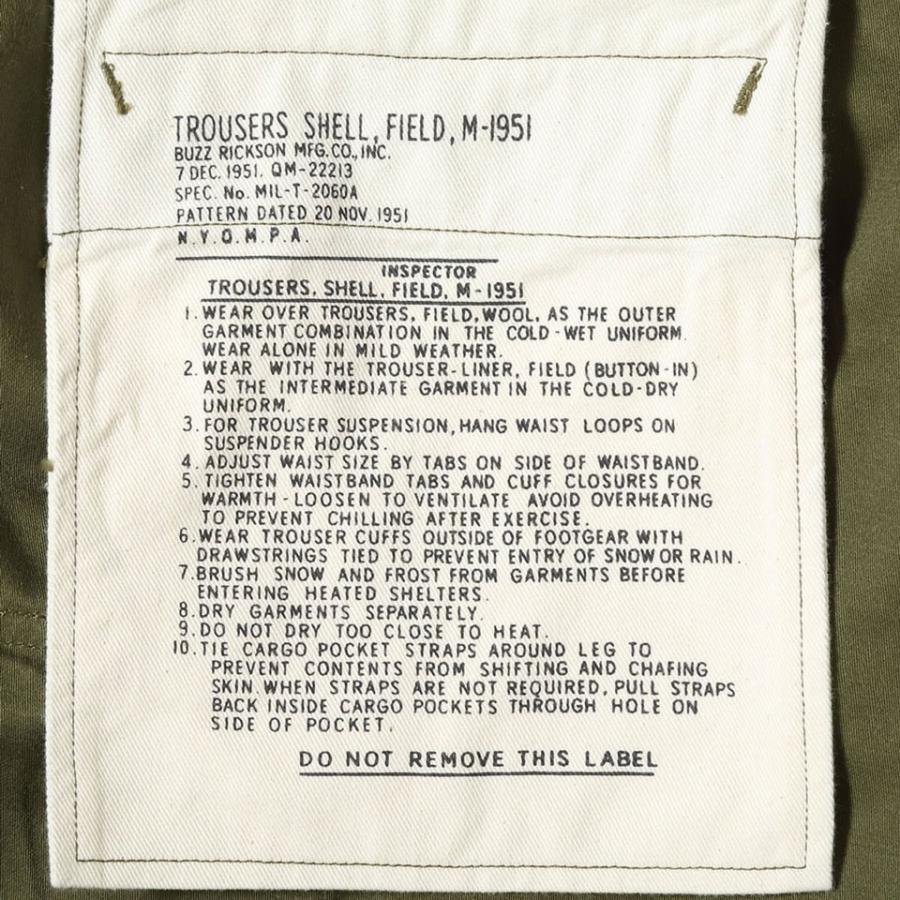 BUZZ RICKSON'S バズリクソンズ TROUSERS SHELL FIELD M-51 SHORT LENGTH フィールドトラウザース カーゴパンツ BR42529の画像
