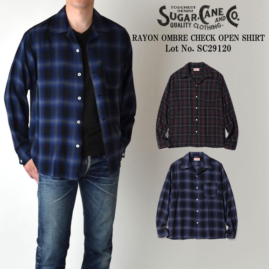 SUGAR CANE シュガーケーン オンブレーチェック オープンカラー SUGAR CANE シュガーケーン オンブレーチェック オープンカラー