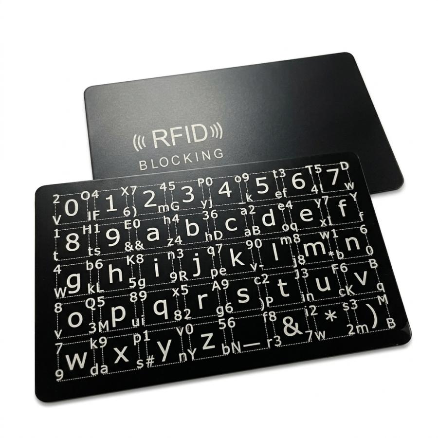 【1枚2役】パスワード生成メタルカード（両面スキミング防止・RFID/NFCブロック） 強力なパスワードを簡単作成 財布に入る金属製セキュリティカード | 