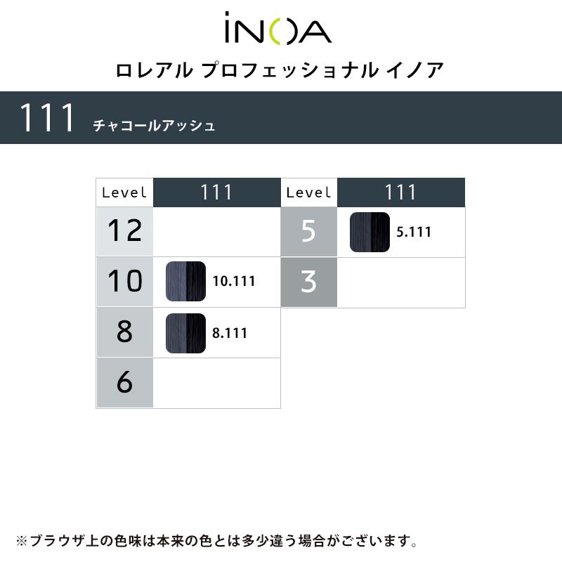 ロレアル プロフェッショナル イノア オイルカラー 1剤 111 チャコールアッシュ|10.111 8.111 5.111 ヘアカラー カラー剤 ファッション メール便対応4個まで | L'OREAL PROFESSIONNEL | 01