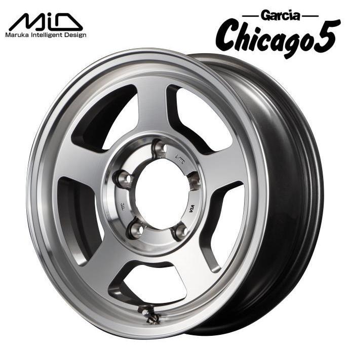 ジムニーシエラJB74W マルカサービス Chicago5 15インチ 6J インセット-5 5穴 PCD 139.7 メタリックグレーポリッシュ ホイール単品4本｜raybros