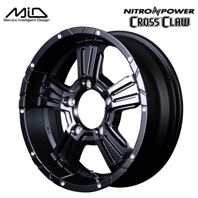 ジムニーシエラ JB74W 専用サイズ NITRO POWER CROSS CLAW 16インチ 6J インセット-5 5穴 PCD 139.7  セミグロスブラック/ピアスドリルド ホイール4本単品セット