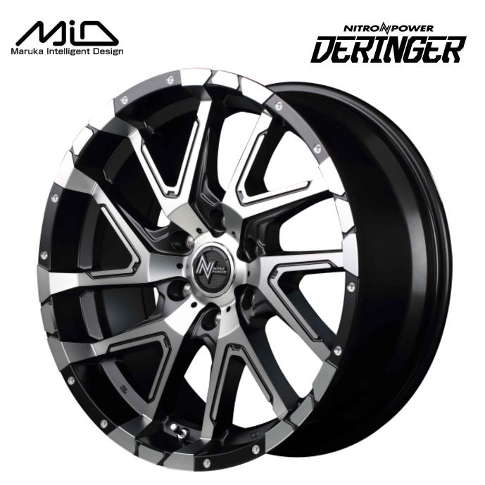 プラド・FJクルーザーNITRO POWER DERINGER 17インチ 8J インセット20 6穴 PCD 139.7 セミグロスブラックポリッシュ/フランジピアスドリルド ホイール4本セット｜raybros