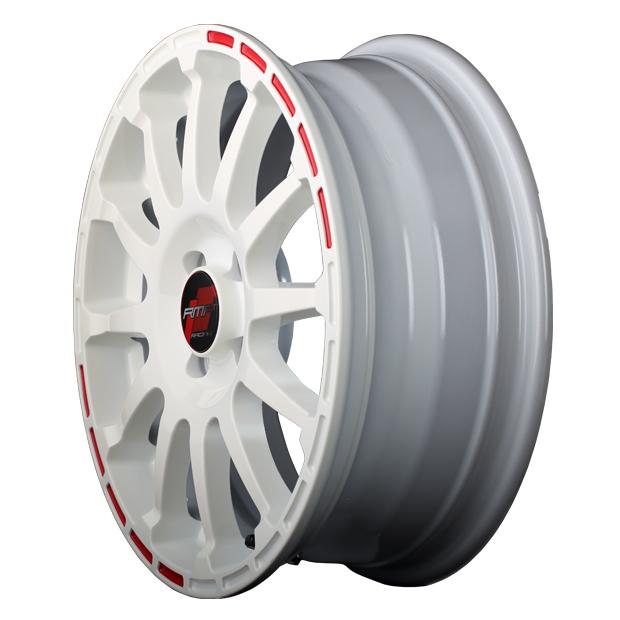 マルカサービス MID RMP RACING GR12 17インチ 7J インセット45 4穴 PCD 100 ホワイト/ストロボレッド ホイール 単品 4本 レーシング | RMP | 10