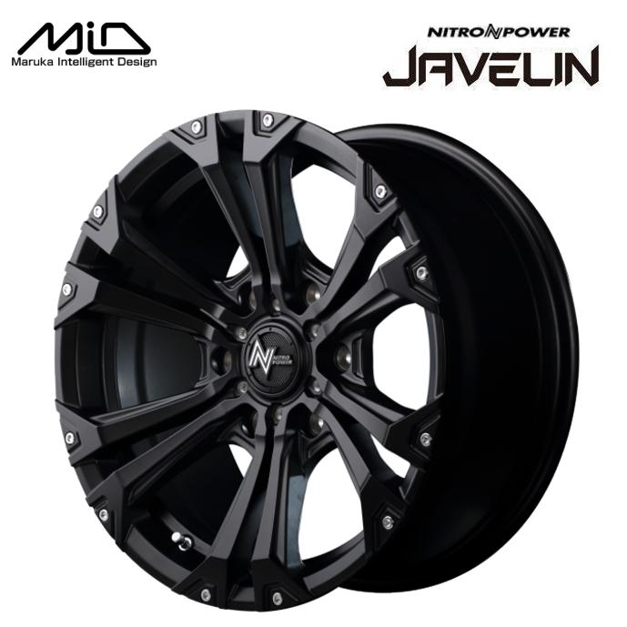 プラド・FJクルーザー NITORO POWER JAVELIN 17インチ 8J インセット20 6穴 PCD139.7  セミグロスブラック/ピアス\u0026ミルド ホイール 4本 セット