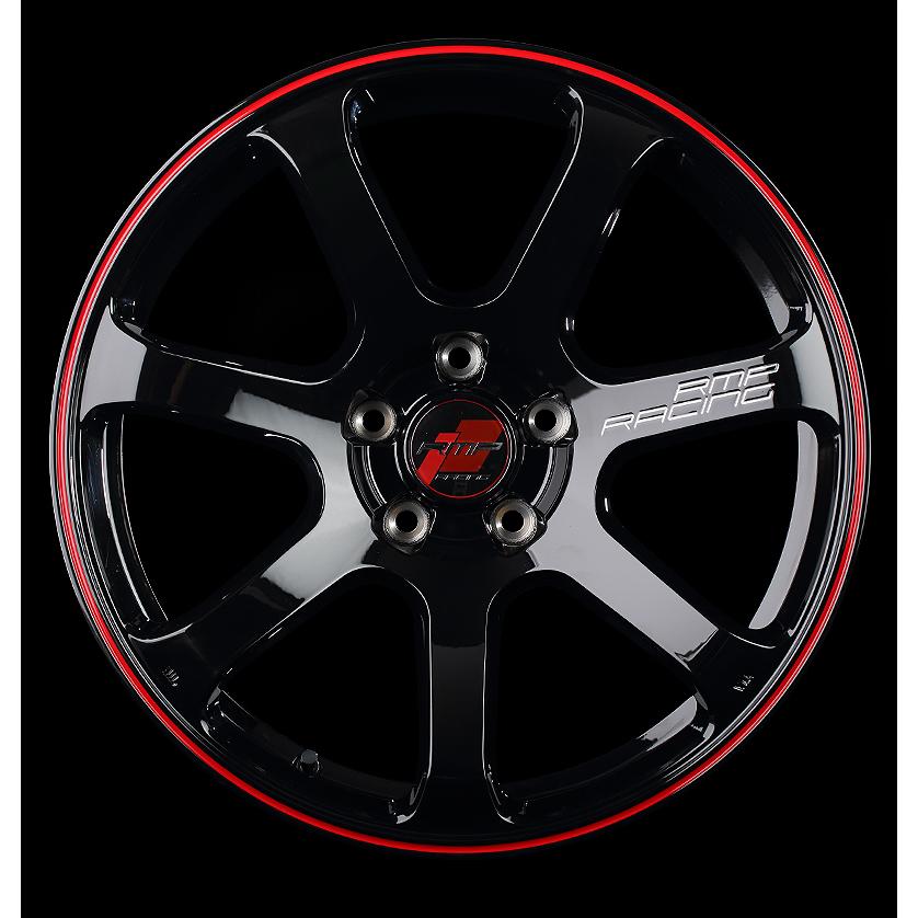 マルカサービス MID RMP RACING R07 17インチ 7J インセット48 5穴 PCD114.3 ブラック/リムレッドライン スポーク  ホイール単品4本セット 【送料無料】