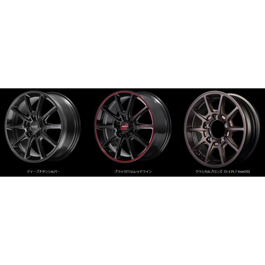 マルカサービス MID RMP RACING R25Plus 17インチ 7.5J インセット48 5穴 PCD114.3  ブラック/リムレッドライン スポーク ホイール 単品4本 セットの画像