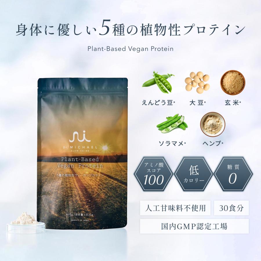 ヴィーガンプロテイン Plant-Based Vegan Protein ソイプロテイン 600g 5種の植物性 Dr. MiCHAEL タンパク質 大豆・玄米・ソラマメ等 国内製造 DMS-PRO001 | Dr.MiCHAEL