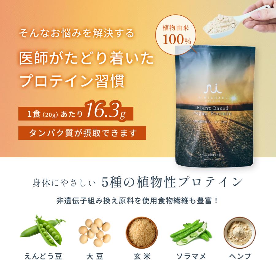 ヴィーガンプロテイン Plant-Based Vegan Protein ソイプロテイン 600g 5種の植物性 Dr. MiCHAEL タンパク質 大豆・玄米・ソラマメ等 国内製造 DMS-PRO001 | Dr.MiCHAEL | 04