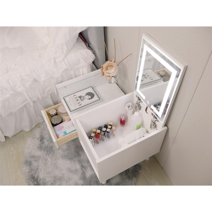 ドレッサー オシャレ 新生活応援 自社製品 北欧風 化粧台 幅60cm LEDミラー お姫系 女優ミラー スツール付き 寝室 化粧テーブル 小さい化粧台 コスメ台 収納 |  | 10