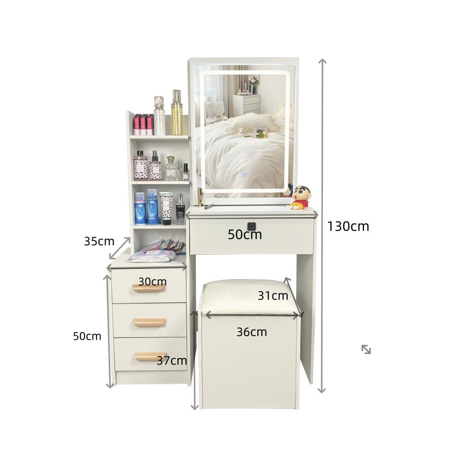 ドレッサー オシャレ 北欧風 化粧台 コスメ台 女優ミラー 鏡台 LEDミラー お姫系 スツール付き 寝室 化粧テーブル 小さい化粧台 収納 ネイルサロン まつげサロン |  | 18
