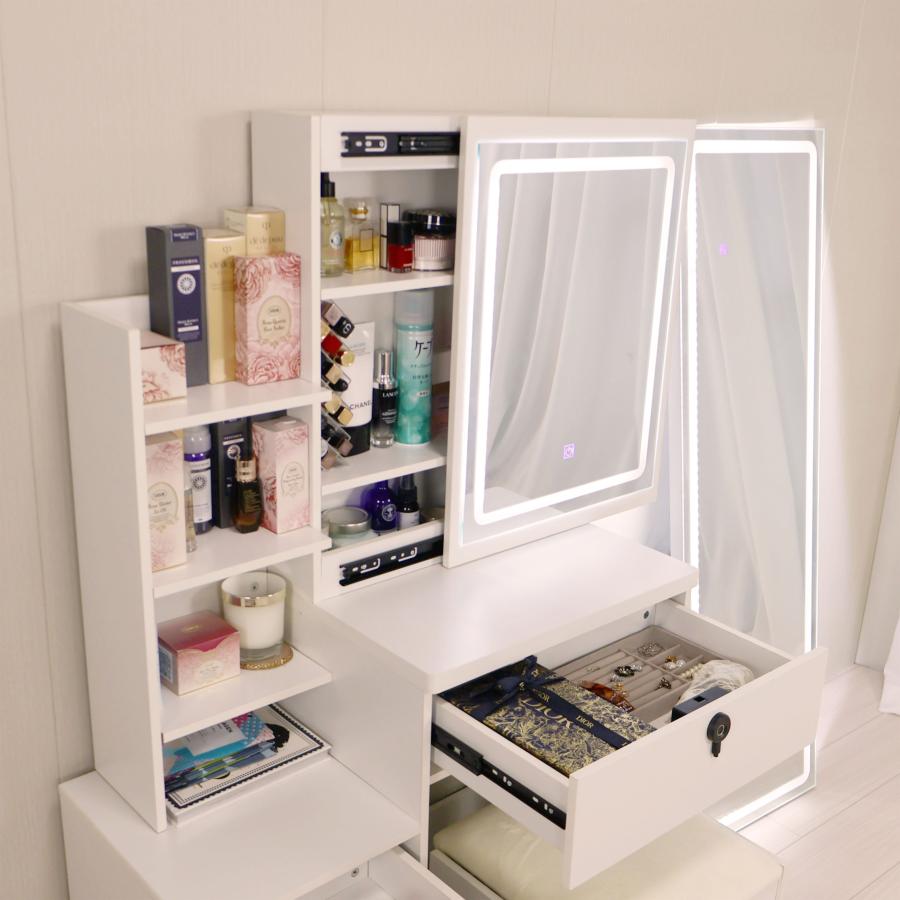 ドレッサー オシャレ 北欧風 化粧台 コスメ台 女優ミラー 鏡台 LEDミラー お姫系 スツール付き 寝室 化粧テーブル 小さい化粧台 収納 ネイルサロン まつげサロン |  | 12