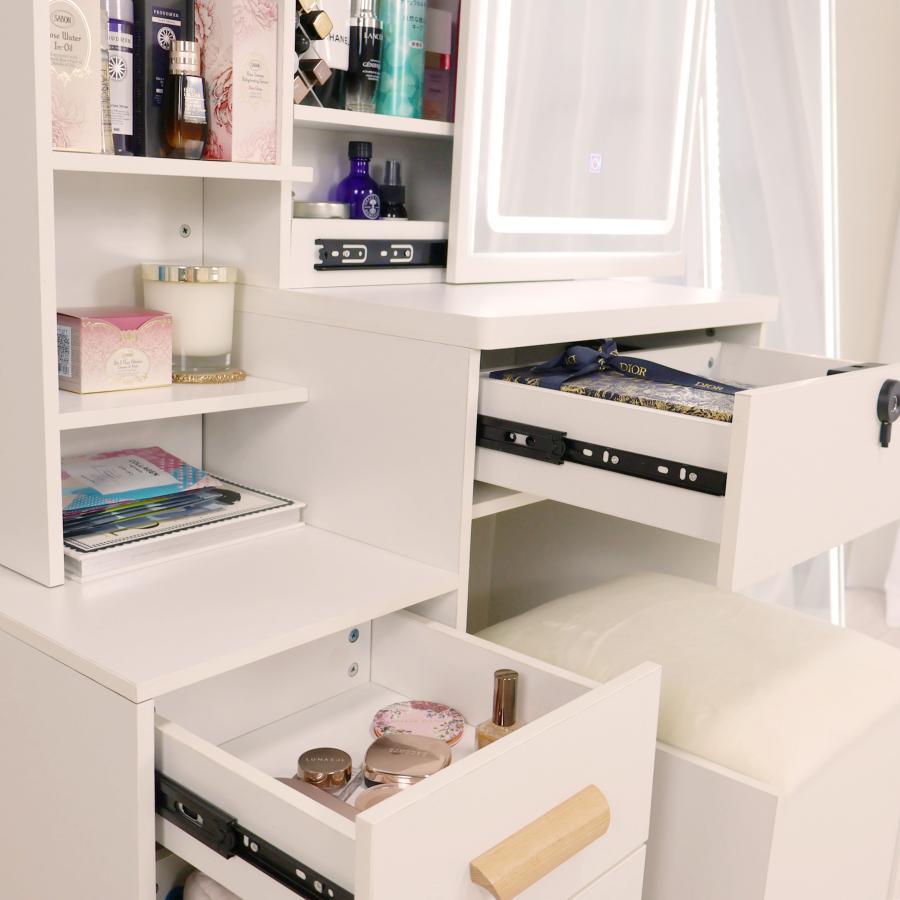 ドレッサー オシャレ 北欧風 化粧台 コスメ台 女優ミラー 鏡台 LEDミラー お姫系 スツール付き 寝室 化粧テーブル 小さい化粧台 収納 ネイルサロン まつげサロン |  | 14
