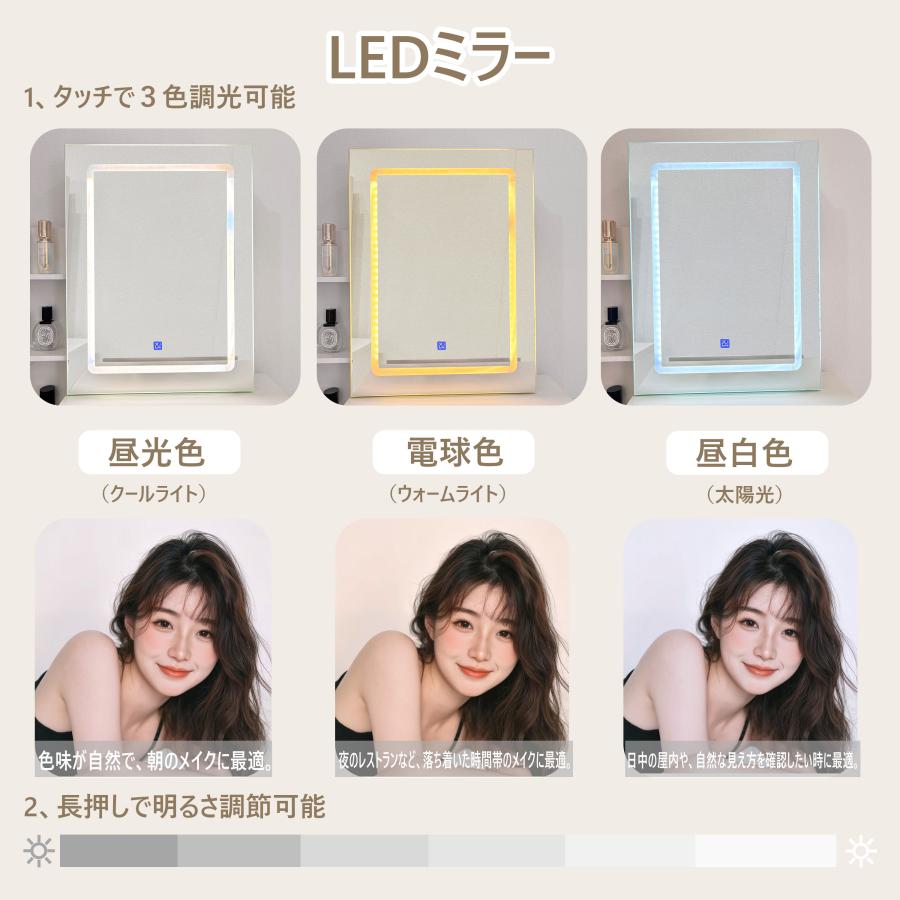 F＆I ドレッサー オシャレ 北欧風 化粧台 コスメ台 女優ミラー 鏡台