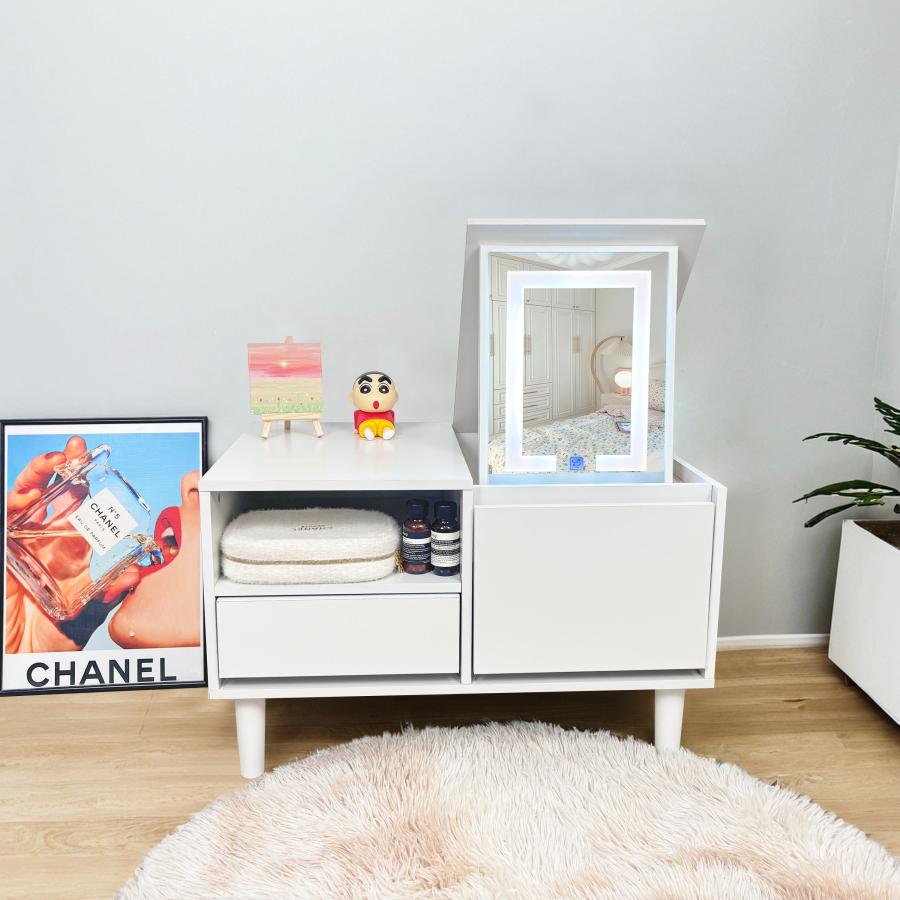 ドレッサー オシャレ 新生活応援 自社製品 北欧風 化粧台 幅60cm LEDミラー お姫系 女優ミラー スツール付き 寝室 化粧テーブル 小さい化粧台 コスメ台 収納 |  | 16