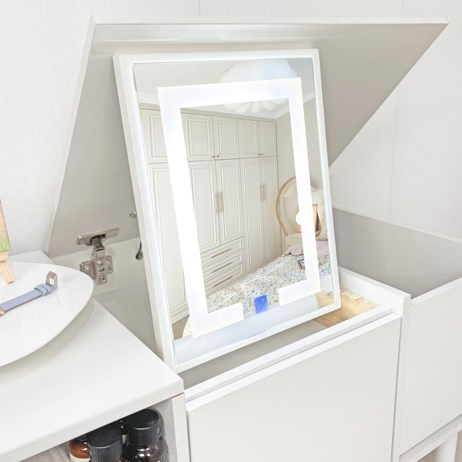 ドレッサー オシャレ 新生活応援 自社製品 北欧風 化粧台 幅60cm LEDミラー お姫系 女優ミラー スツール付き 寝室 化粧テーブル 小さい化粧台 コスメ台 収納 |  | 07