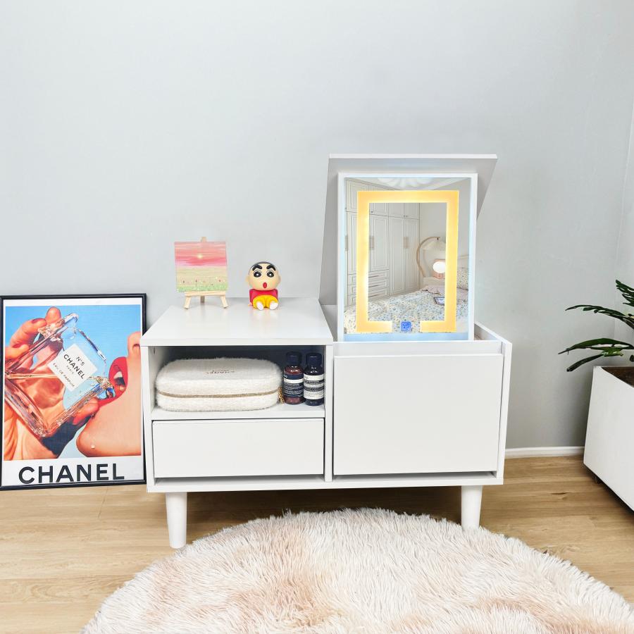 ドレッサー オシャレ 新生活応援 自社製品 北欧風 化粧台 幅60cm LEDミラー お姫系 女優ミラー スツール付き 寝室 化粧テーブル 小さい化粧台 コスメ台 収納 |  | 18