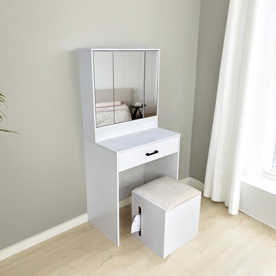 ドレッサー オシャレ 3面鏡 ミラー　化粧台 北欧風 鏡台 白 ホワイト 姫系 スツール付き デスク おしゃれ 椅子付き コスメ台 女優ミラー 3面鏡 |  | 10