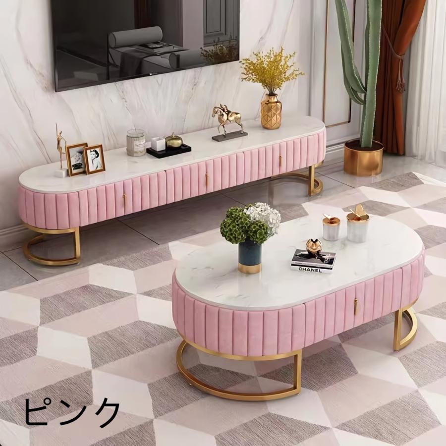 テレビ台 ダイニングテーブル 自社製品 テレビボード ローボード ベルベット ベロア調 北欧風 ヨーロピアン 可愛い リービング 組み立て簡単 | F＆I | 05