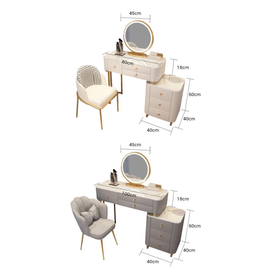 鏡台 ドレッサー テーブル おしゃれ 可愛い 自社製品 北欧風 お姫系 LED女優ミラー レザー調  スツール 化粧テーブル 小さい化粧台 コスメ台 収納 美容室 204 |  | 18