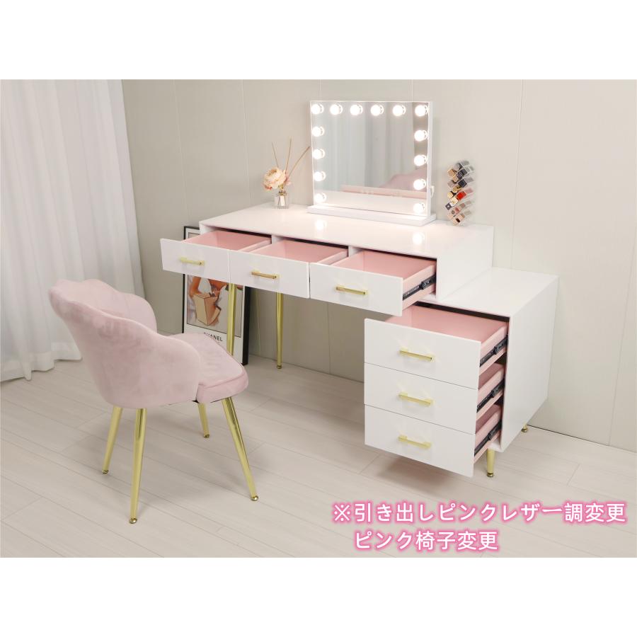 ドレッサー コンパクト テーブル オシャレ  白 化粧台 幅80cm 北欧風 安い  LED女優ミラー メイク スツール シンプル 寝室  鏡台 コスメ台 収納206 | F＆I