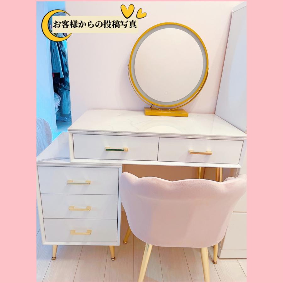 ドレッサー コンパクト テーブル オシャレ  白 化粧台 幅80cm 北欧風 安い  LED女優ミラー メイク スツール シンプル 寝室  鏡台 コスメ台 収納206 | F＆I | 14